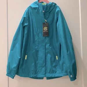 Kids turquoise champion rain jacket size L (10-12)